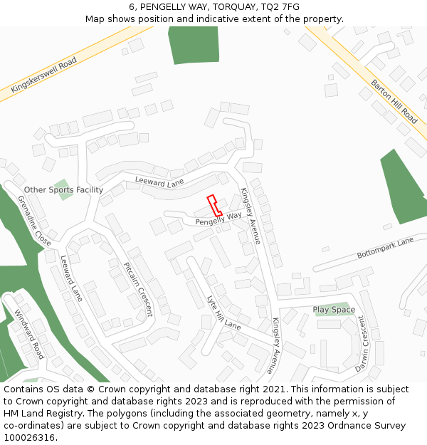 6, PENGELLY WAY, TORQUAY, TQ2 7FG: Location map and indicative extent of plot