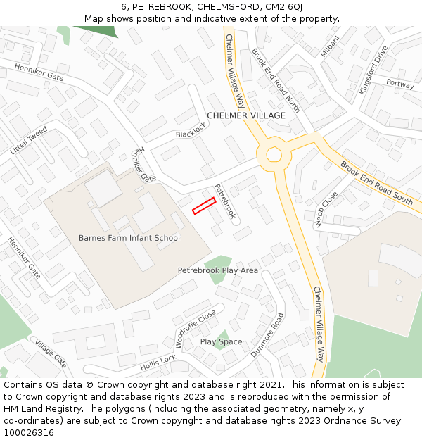 6, PETREBROOK, CHELMSFORD, CM2 6QJ: Location map and indicative extent of plot