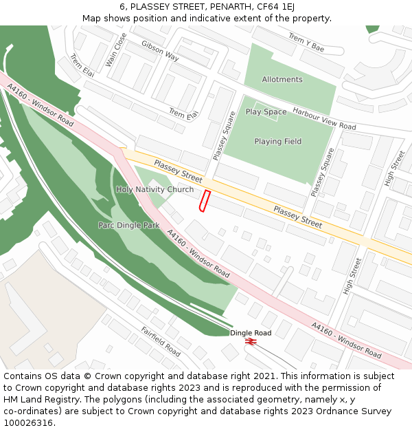 6, PLASSEY STREET, PENARTH, CF64 1EJ: Location map and indicative extent of plot