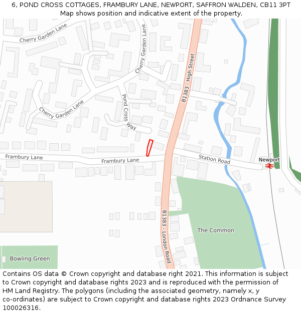 6, POND CROSS COTTAGES, FRAMBURY LANE, NEWPORT, SAFFRON WALDEN, CB11 3PT: Location map and indicative extent of plot