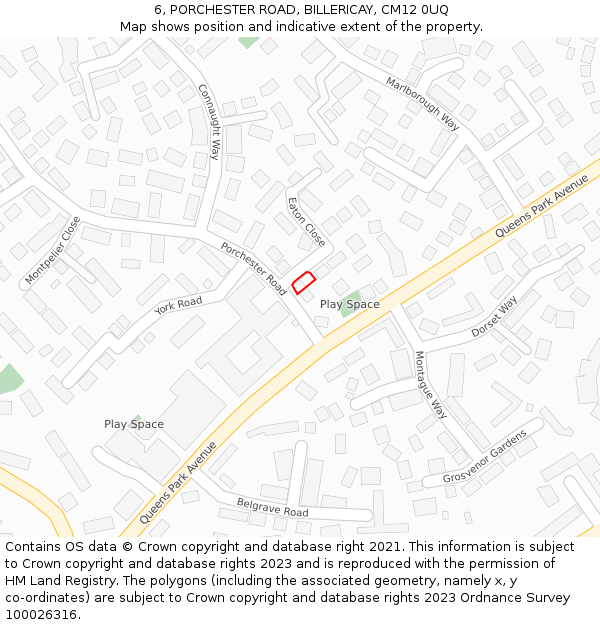 6, PORCHESTER ROAD, BILLERICAY, CM12 0UQ: Location map and indicative extent of plot