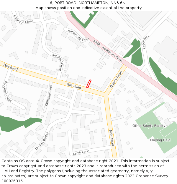 6, PORT ROAD, NORTHAMPTON, NN5 6NL: Location map and indicative extent of plot