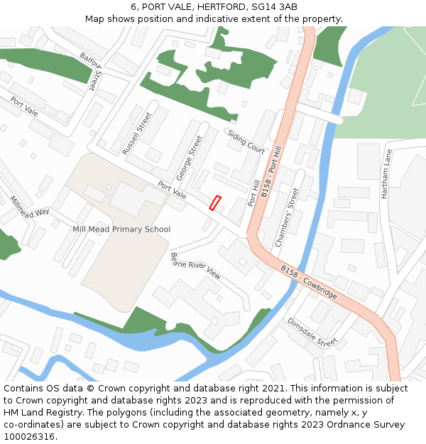 6, PORT VALE, HERTFORD, SG14 3AB: Location map and indicative extent of plot