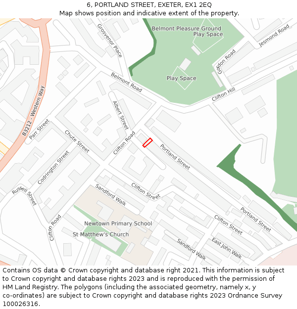 6, PORTLAND STREET, EXETER, EX1 2EQ: Location map and indicative extent of plot