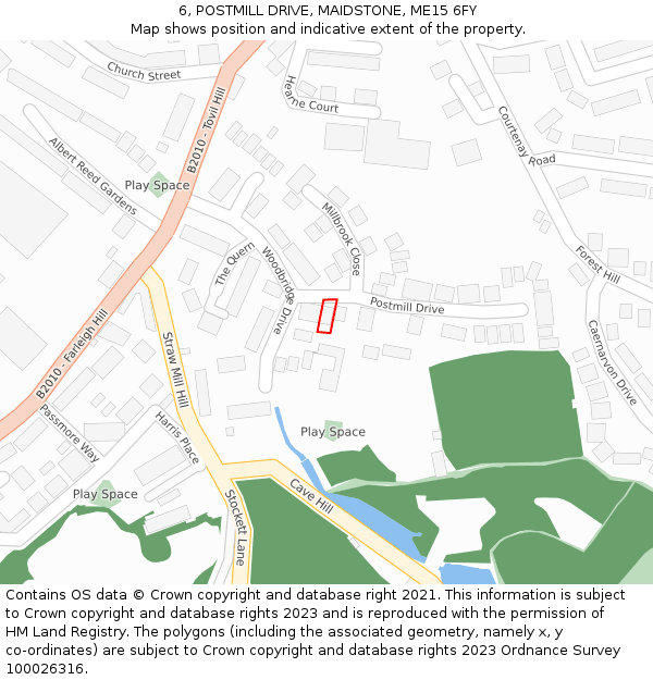 6, POSTMILL DRIVE, MAIDSTONE, ME15 6FY: Location map and indicative extent of plot