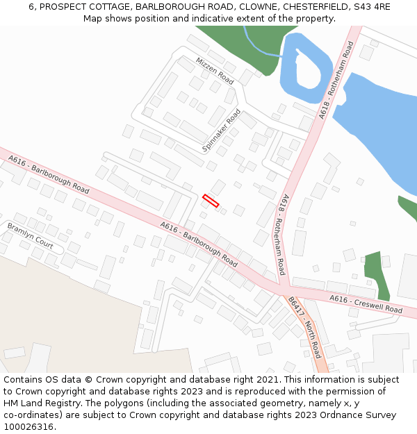 6, PROSPECT COTTAGE, BARLBOROUGH ROAD, CLOWNE, CHESTERFIELD, S43 4RE: Location map and indicative extent of plot