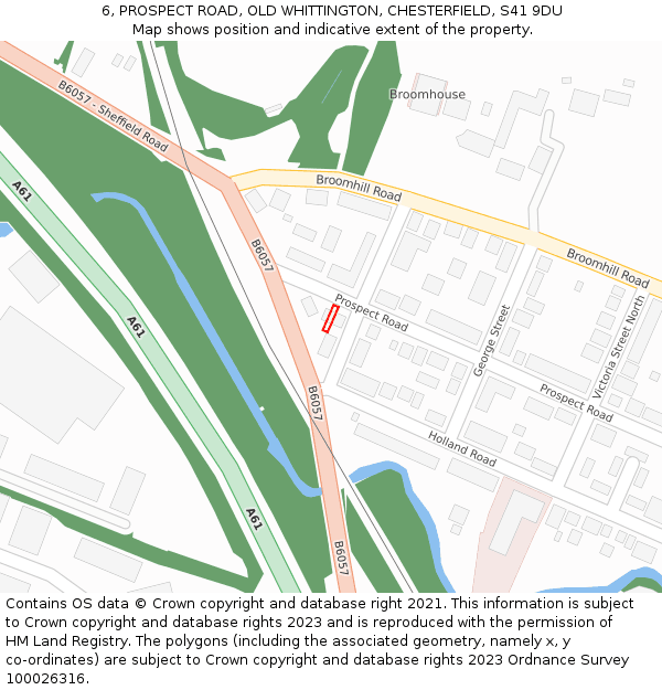 6, PROSPECT ROAD, OLD WHITTINGTON, CHESTERFIELD, S41 9DU: Location map and indicative extent of plot