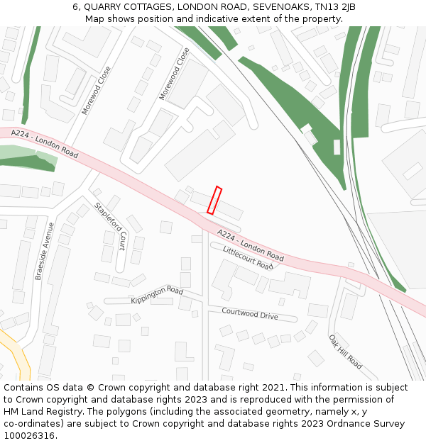 6, QUARRY COTTAGES, LONDON ROAD, SEVENOAKS, TN13 2JB: Location map and indicative extent of plot