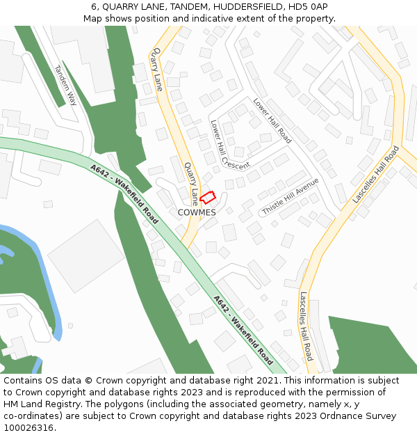 6, QUARRY LANE, TANDEM, HUDDERSFIELD, HD5 0AP: Location map and indicative extent of plot