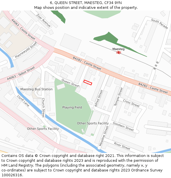 6, QUEEN STREET, MAESTEG, CF34 9YN: Location map and indicative extent of plot
