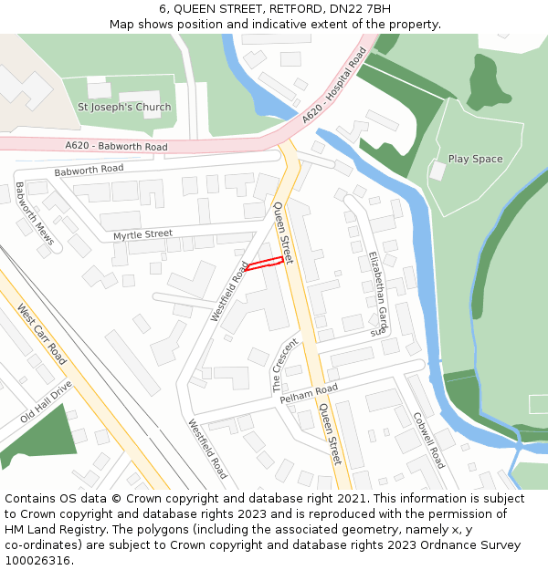 6, QUEEN STREET, RETFORD, DN22 7BH: Location map and indicative extent of plot