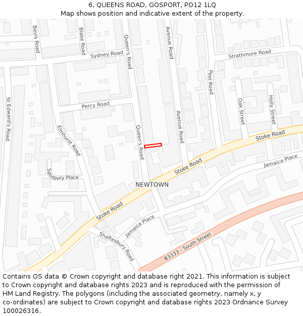 6, QUEENS ROAD, GOSPORT, PO12 1LQ: Location map and indicative extent of plot