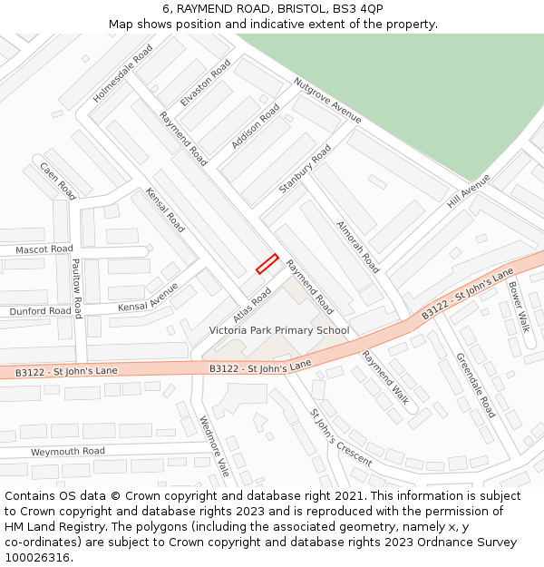 6, RAYMEND ROAD, BRISTOL, BS3 4QP: Location map and indicative extent of plot