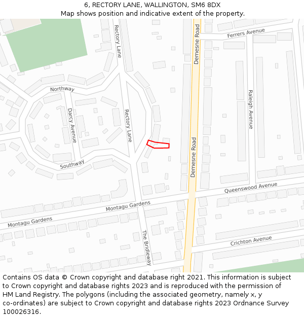 6, RECTORY LANE, WALLINGTON, SM6 8DX: Location map and indicative extent of plot