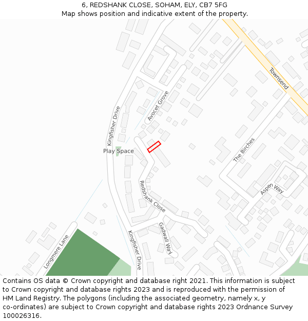 6, REDSHANK CLOSE, SOHAM, ELY, CB7 5FG: Location map and indicative extent of plot