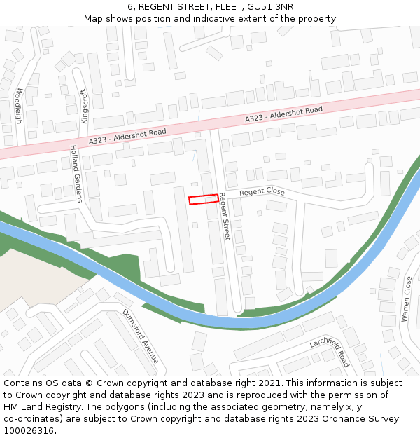 6, REGENT STREET, FLEET, GU51 3NR: Location map and indicative extent of plot