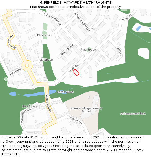 6, RENFIELDS, HAYWARDS HEATH, RH16 4TG: Location map and indicative extent of plot