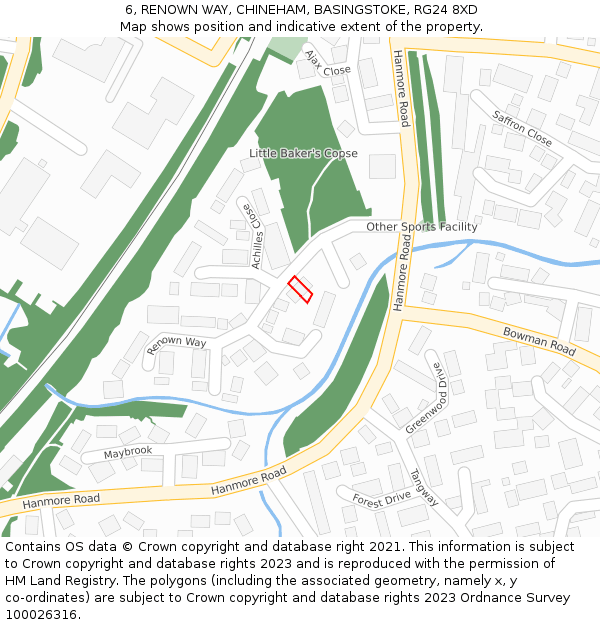 6, RENOWN WAY, CHINEHAM, BASINGSTOKE, RG24 8XD: Location map and indicative extent of plot