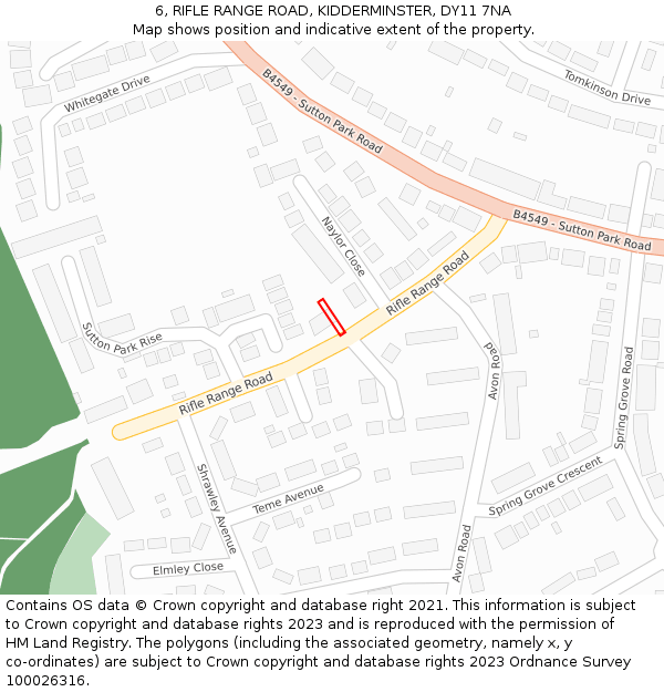 6, RIFLE RANGE ROAD, KIDDERMINSTER, DY11 7NA: Location map and indicative extent of plot