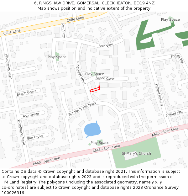 6, RINGSHAW DRIVE, GOMERSAL, CLECKHEATON, BD19 4NZ: Location map and indicative extent of plot