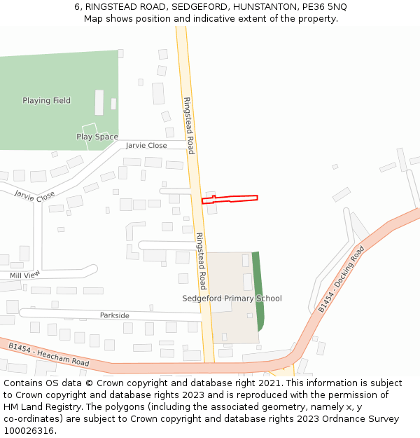 6, RINGSTEAD ROAD, SEDGEFORD, HUNSTANTON, PE36 5NQ: Location map and indicative extent of plot