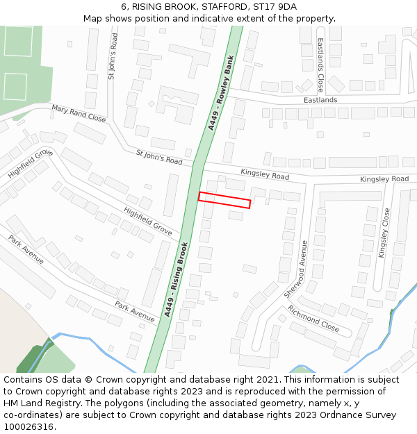 6, RISING BROOK, STAFFORD, ST17 9DA: Location map and indicative extent of plot