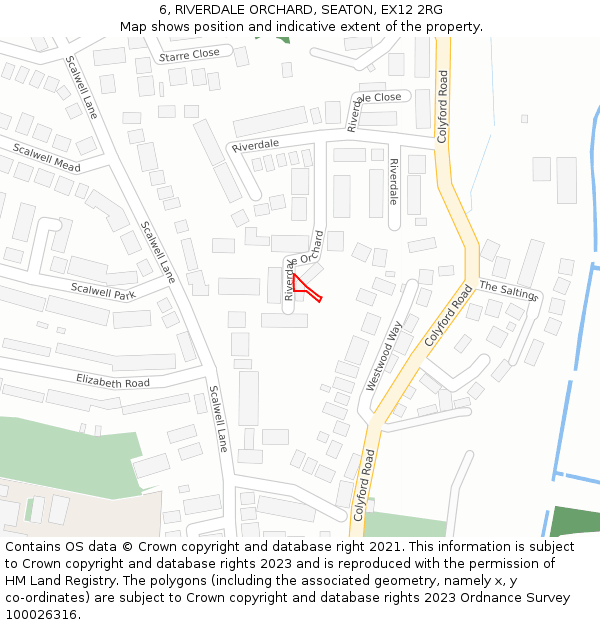 6, RIVERDALE ORCHARD, SEATON, EX12 2RG: Location map and indicative extent of plot