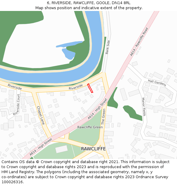 6, RIVERSIDE, RAWCLIFFE, GOOLE, DN14 8RL: Location map and indicative extent of plot
