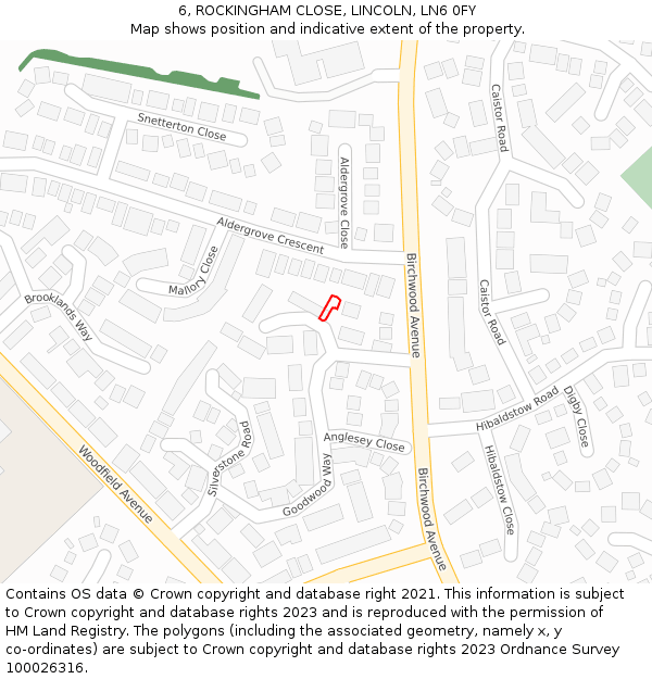6, ROCKINGHAM CLOSE, LINCOLN, LN6 0FY: Location map and indicative extent of plot