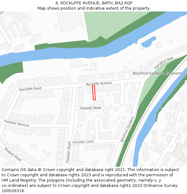 6, ROCKLIFFE AVENUE, BATH, BA2 6QP: Location map and indicative extent of plot