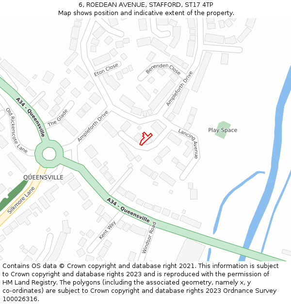 6, ROEDEAN AVENUE, STAFFORD, ST17 4TP: Location map and indicative extent of plot