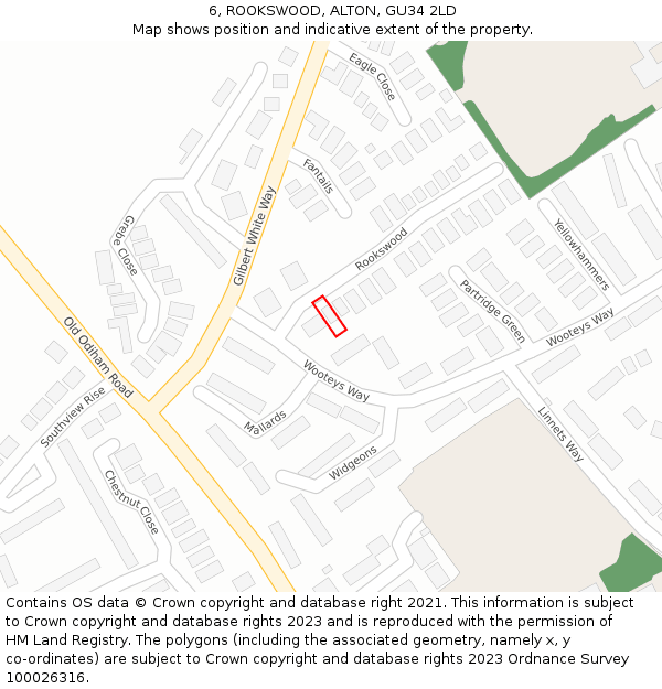 6, ROOKSWOOD, ALTON, GU34 2LD: Location map and indicative extent of plot