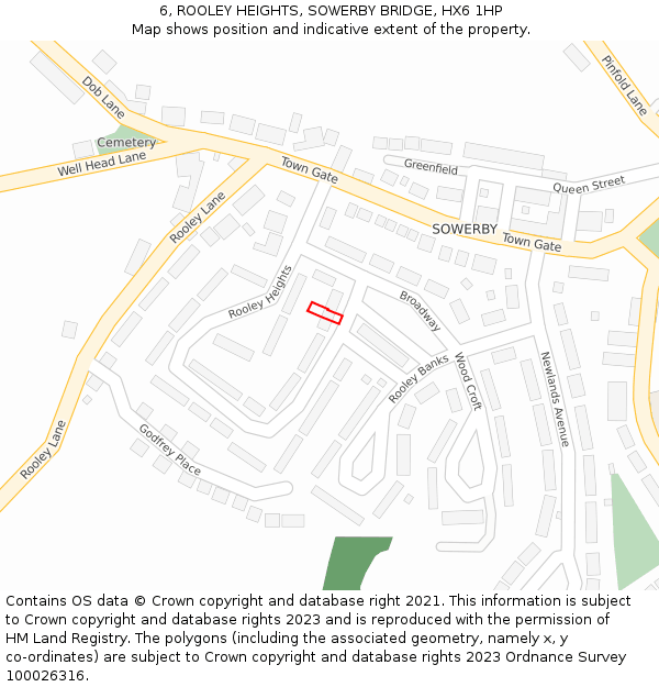 6, ROOLEY HEIGHTS, SOWERBY BRIDGE, HX6 1HP: Location map and indicative extent of plot