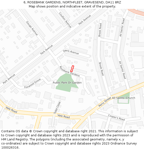 6, ROSEBANK GARDENS, NORTHFLEET, GRAVESEND, DA11 8RZ: Location map and indicative extent of plot