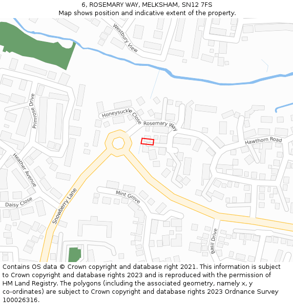 6, ROSEMARY WAY, MELKSHAM, SN12 7FS: Location map and indicative extent of plot