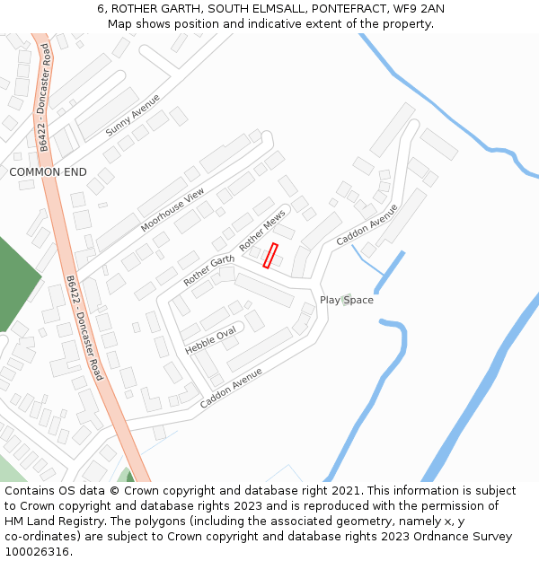6, ROTHER GARTH, SOUTH ELMSALL, PONTEFRACT, WF9 2AN: Location map and indicative extent of plot