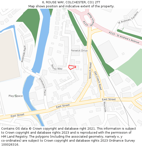 6, ROUSE WAY, COLCHESTER, CO1 2TT: Location map and indicative extent of plot