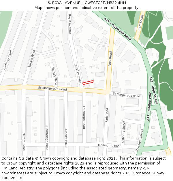 6, ROYAL AVENUE, LOWESTOFT, NR32 4HH: Location map and indicative extent of plot