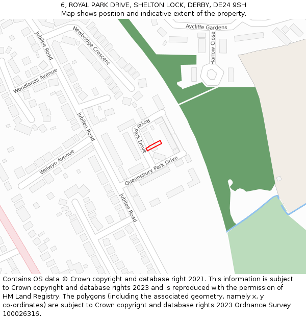 6, ROYAL PARK DRIVE, SHELTON LOCK, DERBY, DE24 9SH: Location map and indicative extent of plot