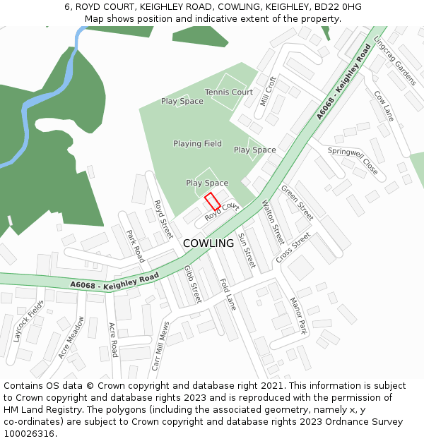 6, ROYD COURT, KEIGHLEY ROAD, COWLING, KEIGHLEY, BD22 0HG: Location map and indicative extent of plot
