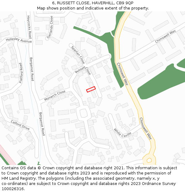 6, RUSSETT CLOSE, HAVERHILL, CB9 9QP: Location map and indicative extent of plot
