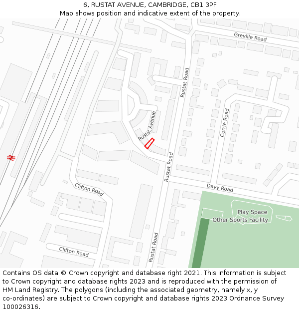 6, RUSTAT AVENUE, CAMBRIDGE, CB1 3PF: Location map and indicative extent of plot