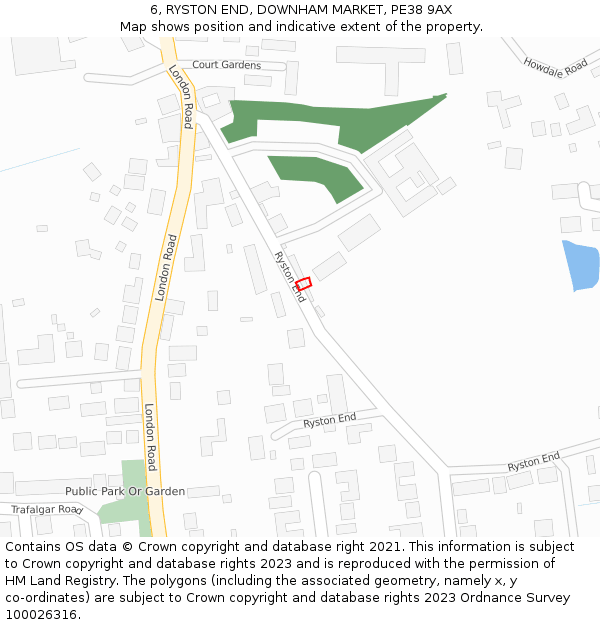 6, RYSTON END, DOWNHAM MARKET, PE38 9AX: Location map and indicative extent of plot