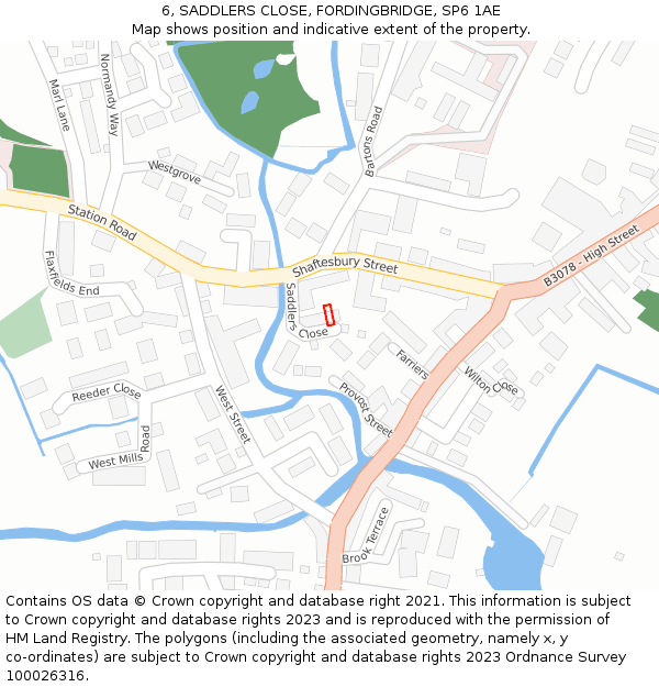 6, SADDLERS CLOSE, FORDINGBRIDGE, SP6 1AE: Location map and indicative extent of plot