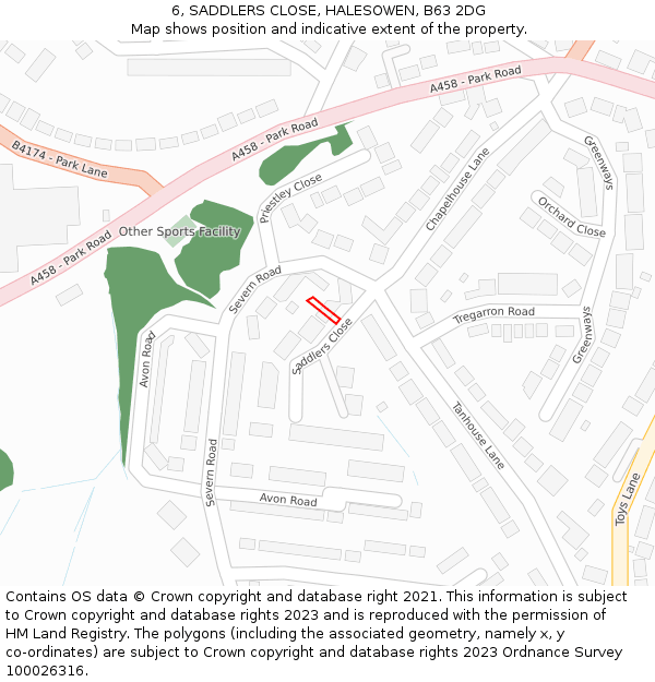 6, SADDLERS CLOSE, HALESOWEN, B63 2DG: Location map and indicative extent of plot