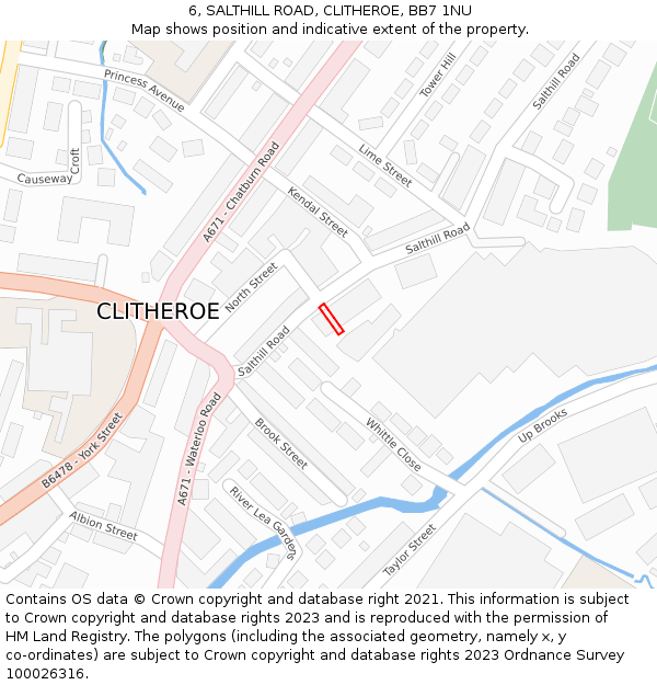 6, SALTHILL ROAD, CLITHEROE, BB7 1NU: Location map and indicative extent of plot