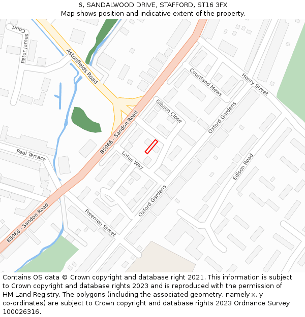 6, SANDALWOOD DRIVE, STAFFORD, ST16 3FX: Location map and indicative extent of plot