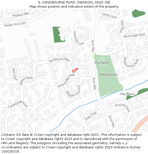6, SANDBOURNE ROAD, SWINDON, SN25 1RE: Location map and indicative extent of plot