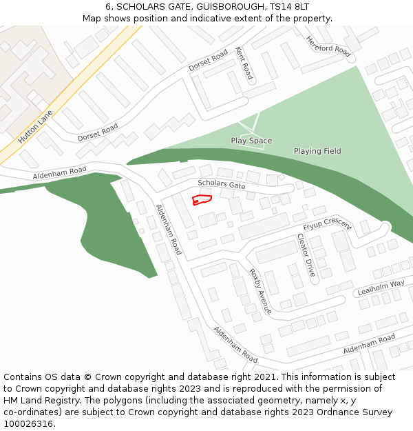6, SCHOLARS GATE, GUISBOROUGH, TS14 8LT: Location map and indicative extent of plot