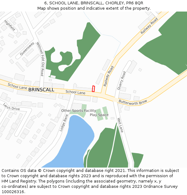 6, SCHOOL LANE, BRINSCALL, CHORLEY, PR6 8QR: Location map and indicative extent of plot